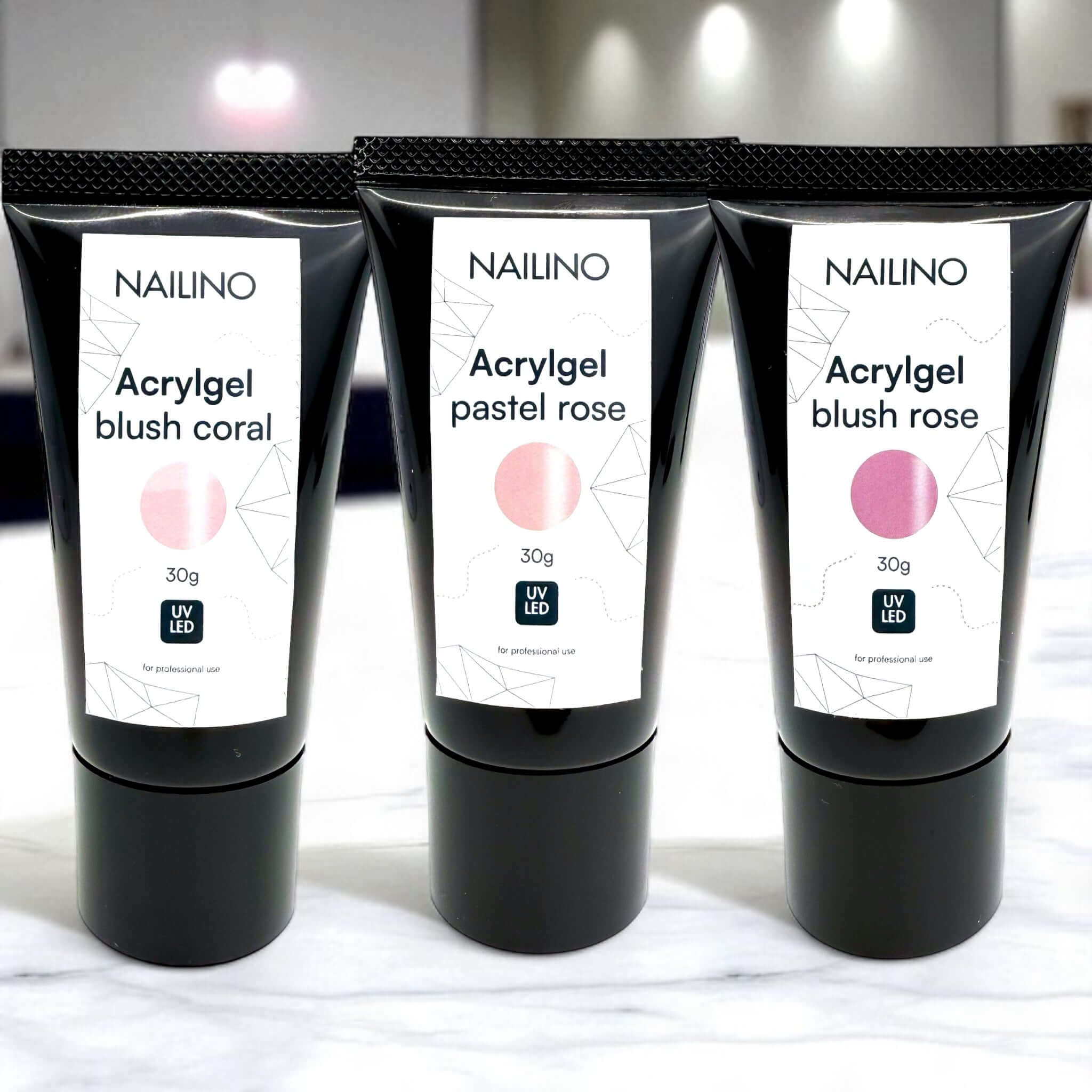 NAILINO Acrylgel 3er Bundle Rosé-Töne (3×30 g)