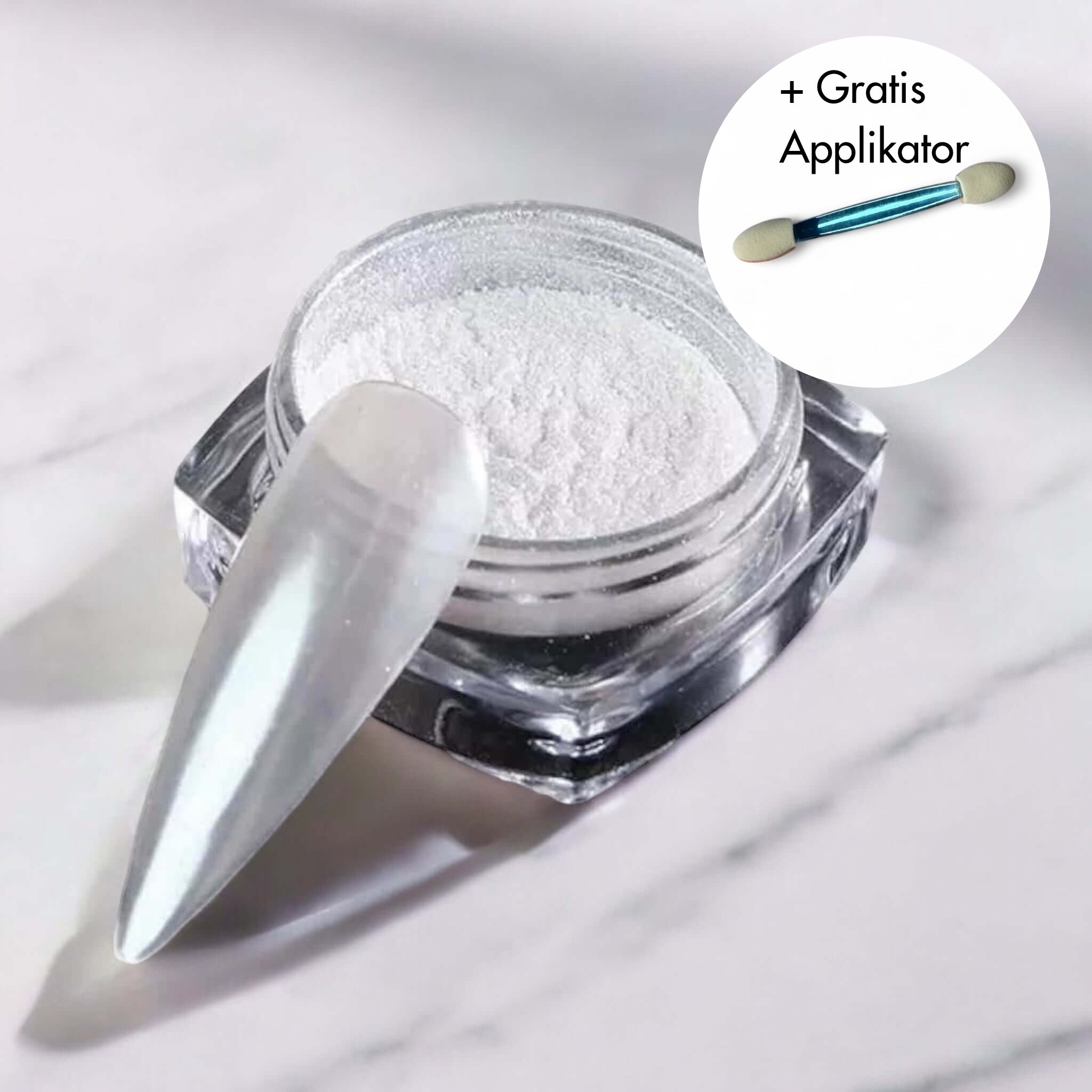 chrom pigment weiss für nägel mit gratis applikator