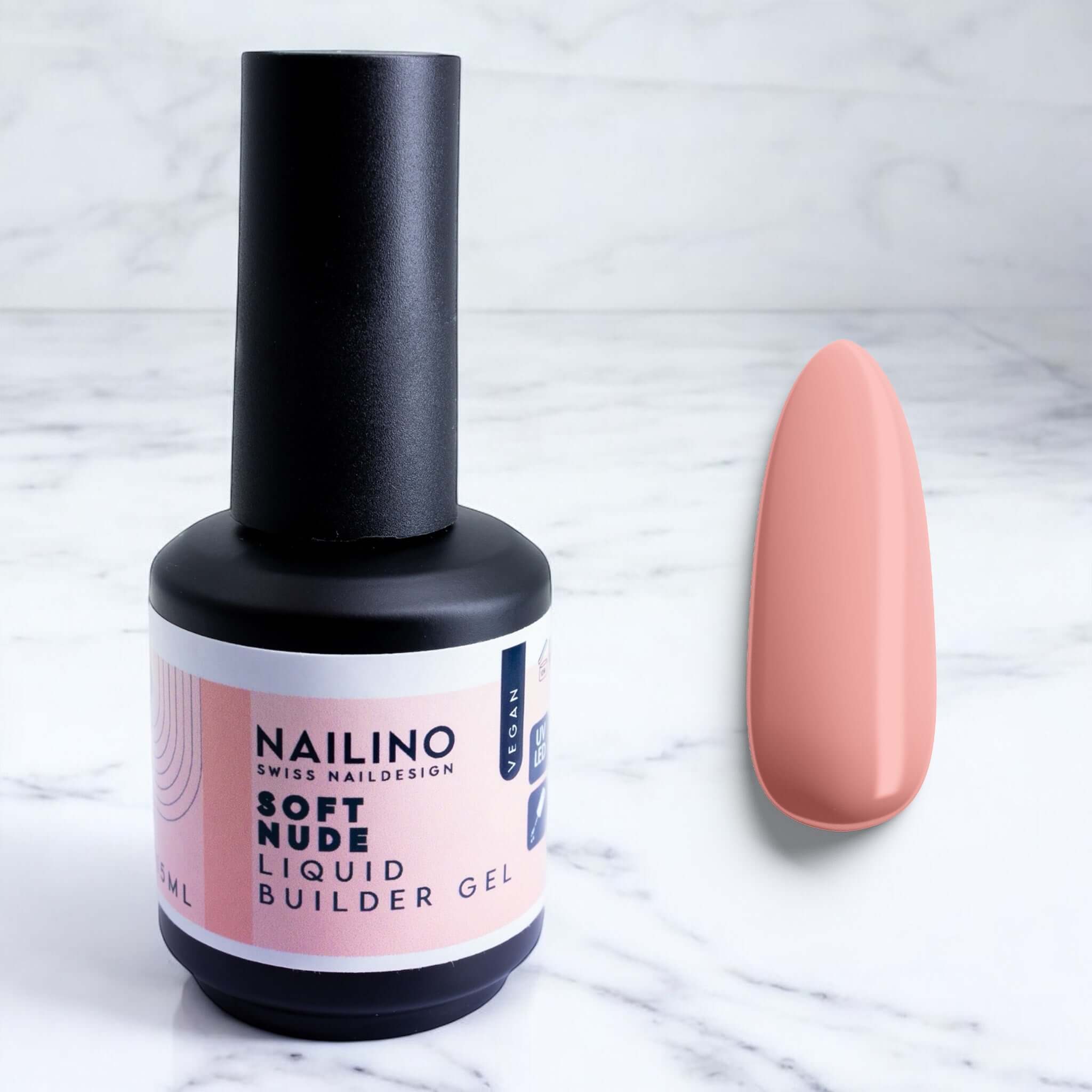 Das NAILINO Liquid Builder Gel – Soft Nude ist die perfekte Wahl für Kund*innen, die einen unaufdringlichen, natürlichen Look bevorzugen.