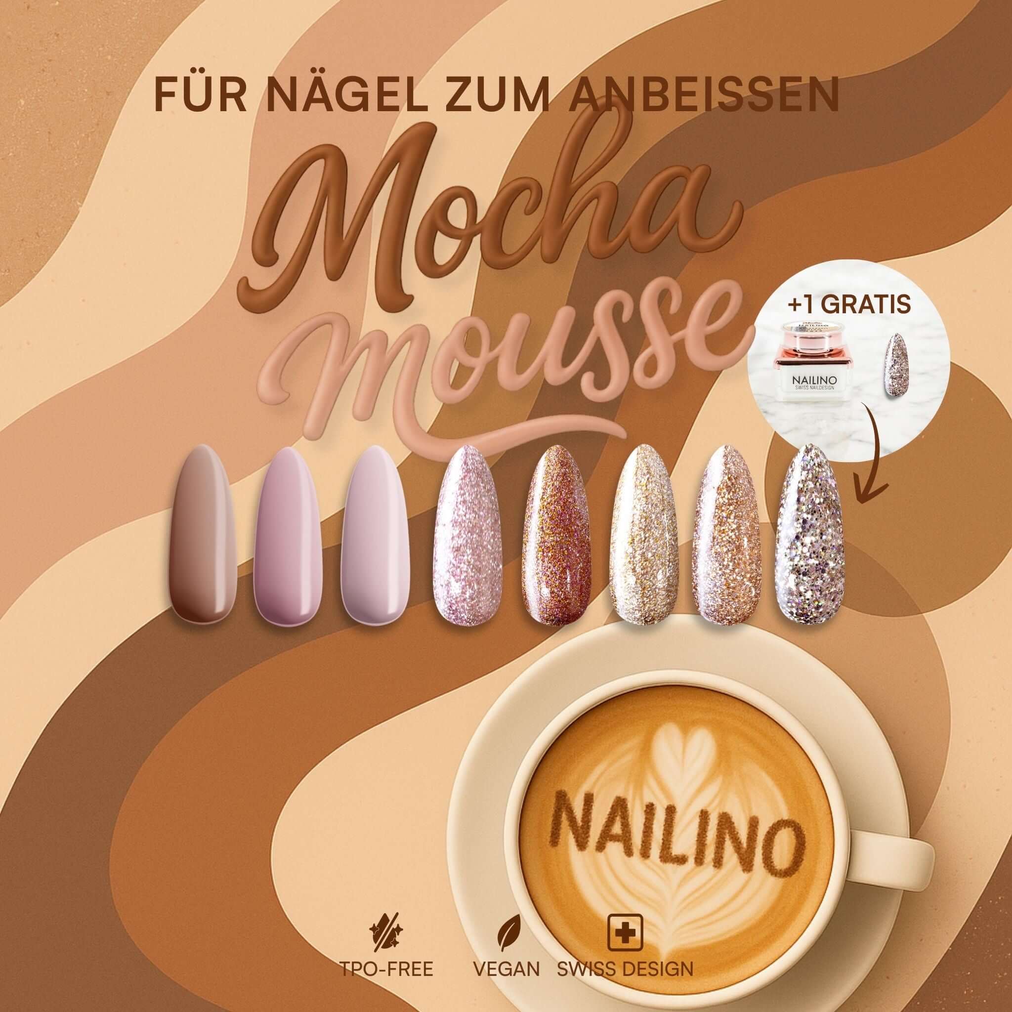mocha mousse kollektion set farbgel und glitzergel