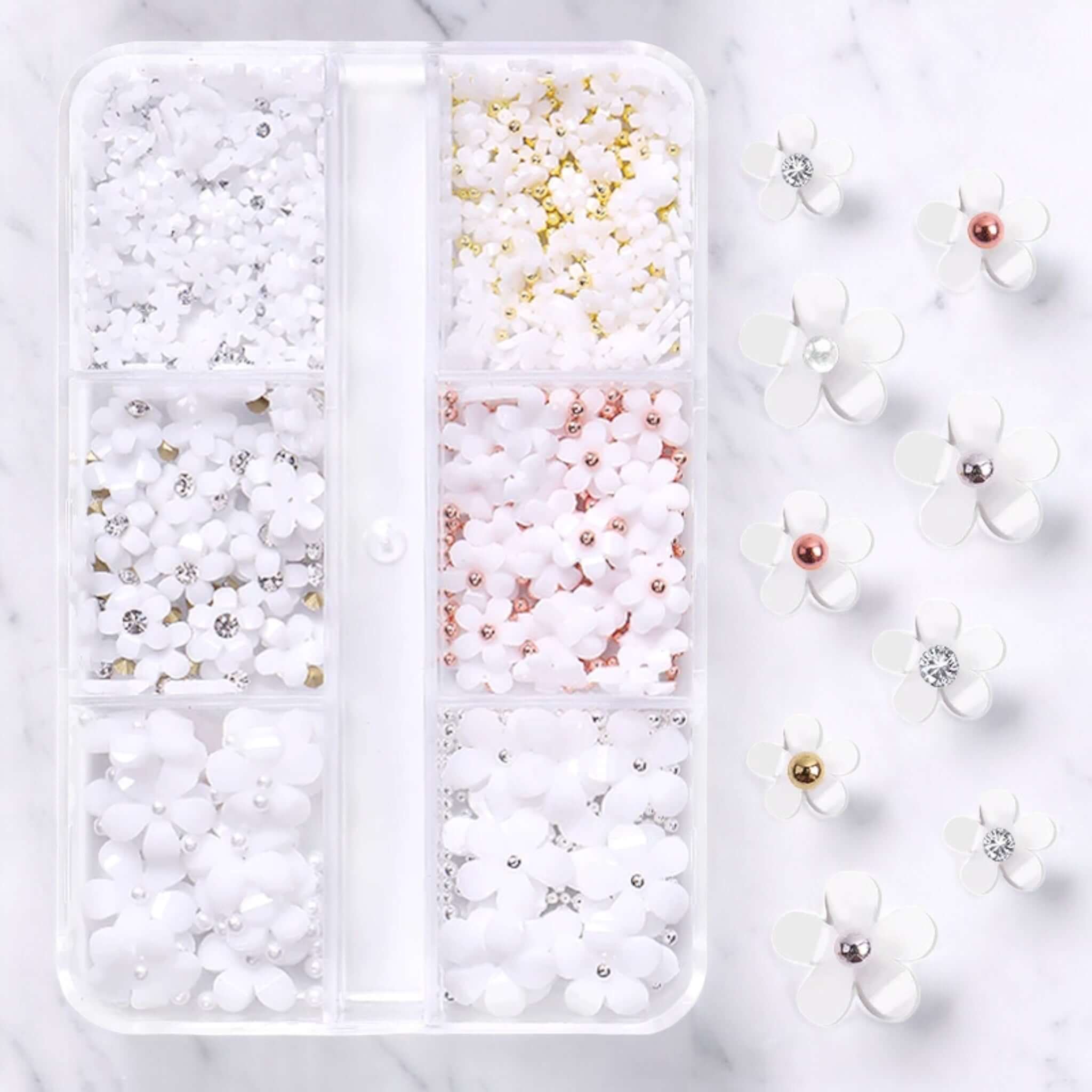 nailart blumen weiss