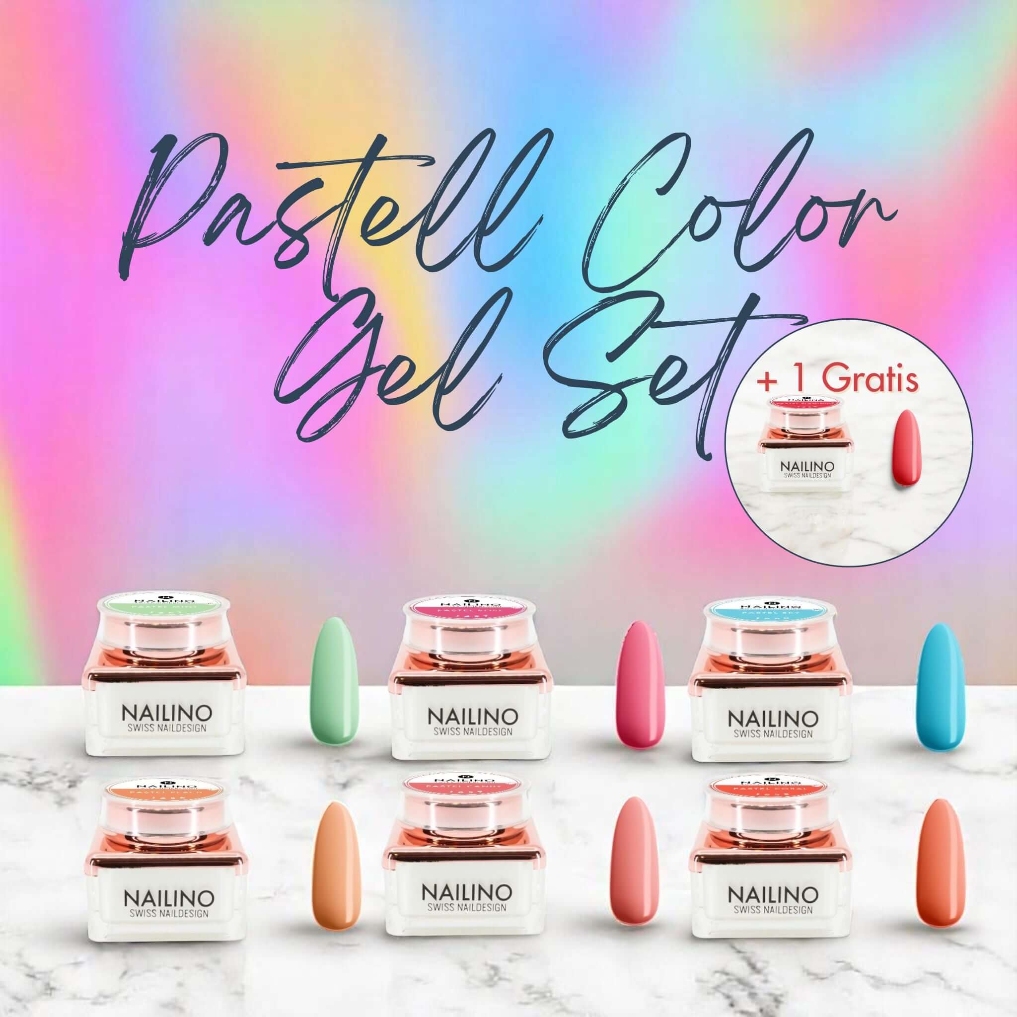 NAILINO Pastell Farbgel Set – 6 + 1 Gratis (Pastell Flamingo)