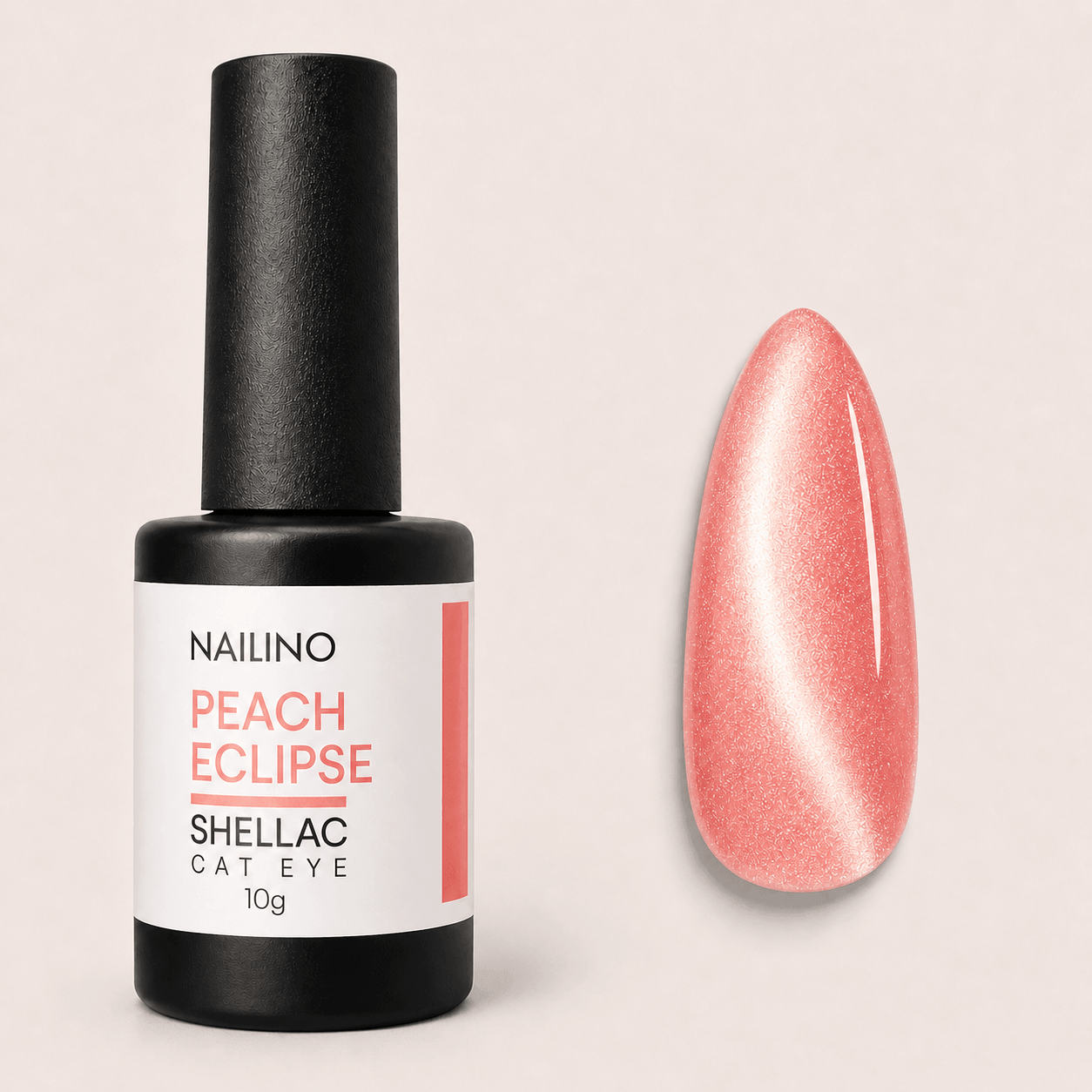 NAILINO Shellac Cat Eye Peach Eclipse - 10g Nagellack mit schimmerndem Cat-Eye Effekt und warmem Peach-Ton.