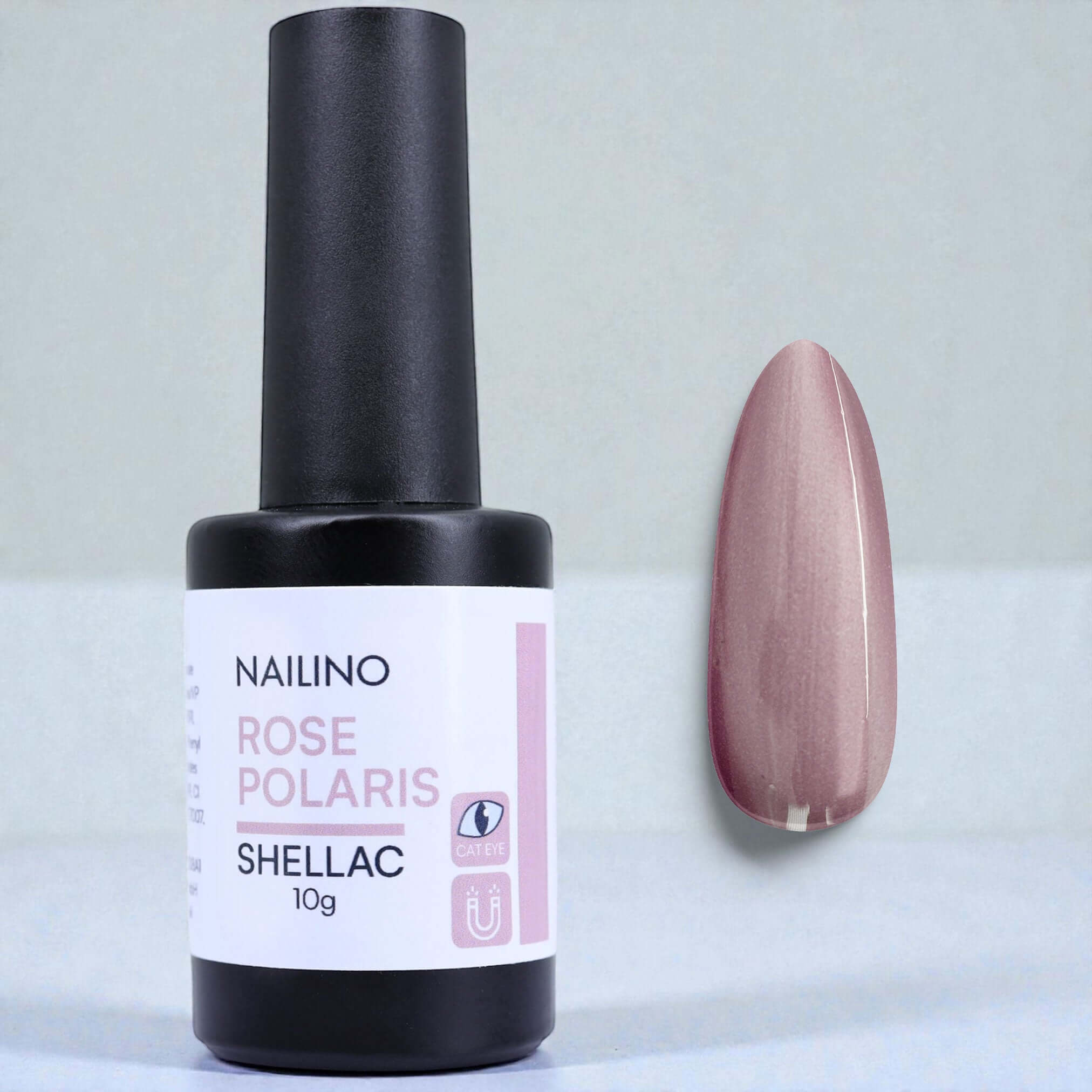 NAILINO Cat Eye Shellac - Rose Polaris Flasche mit Nagellack und Nagelspitze in Rosé-Farbe