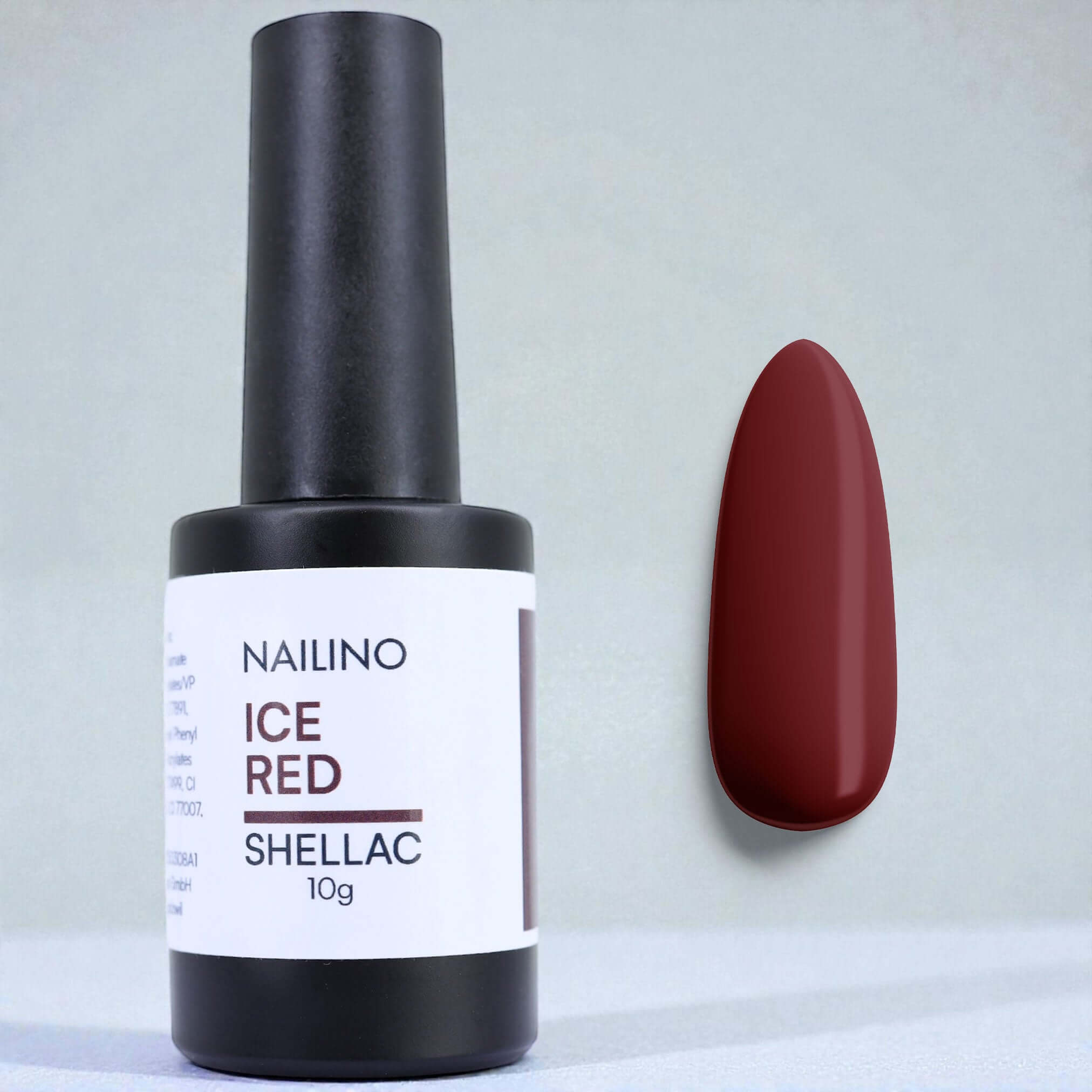 NAILINO Timeless Neutrals - Shellac Set (4 + 1 Gratis) mit ICE RED Farbe und Beispielnagel