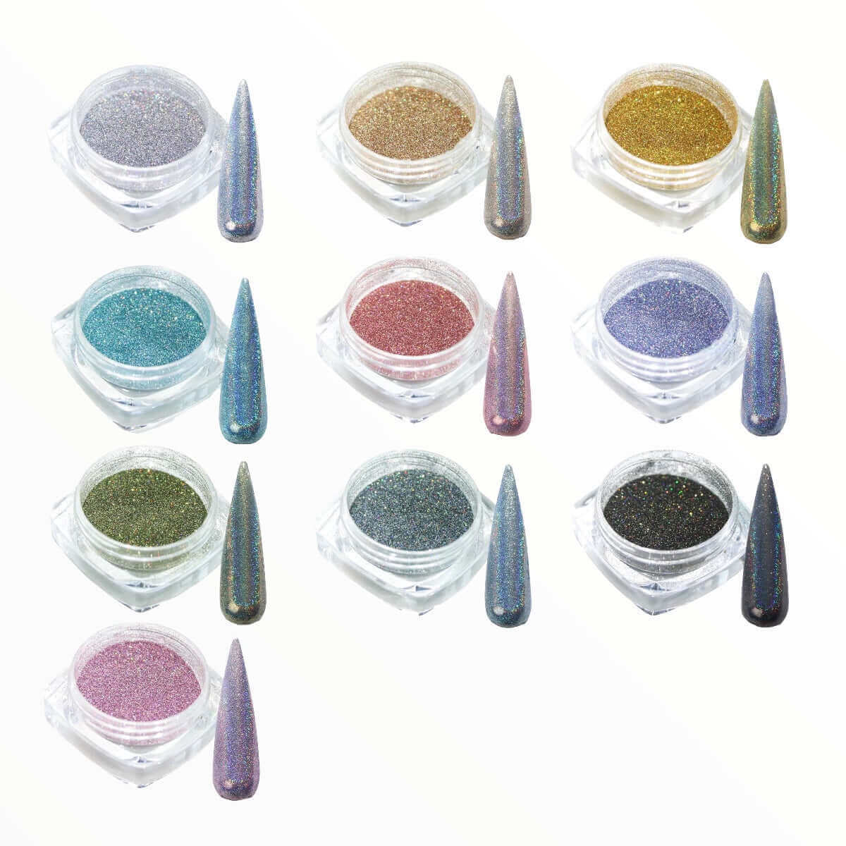 NAILINO Chrom Pigmente - Set (10 Chrom Pigmente)