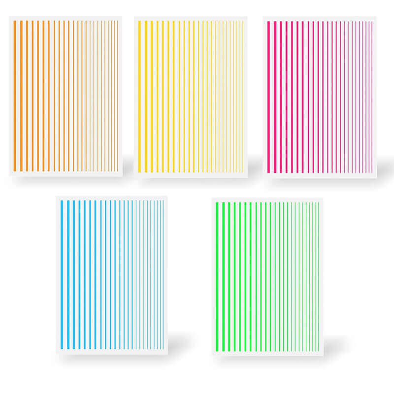 Nagel Sticker Streifen 3D Neon Farbe: Neon Gelb, Neon Orange, Neon Grün, Neon Pink, Neon Blau