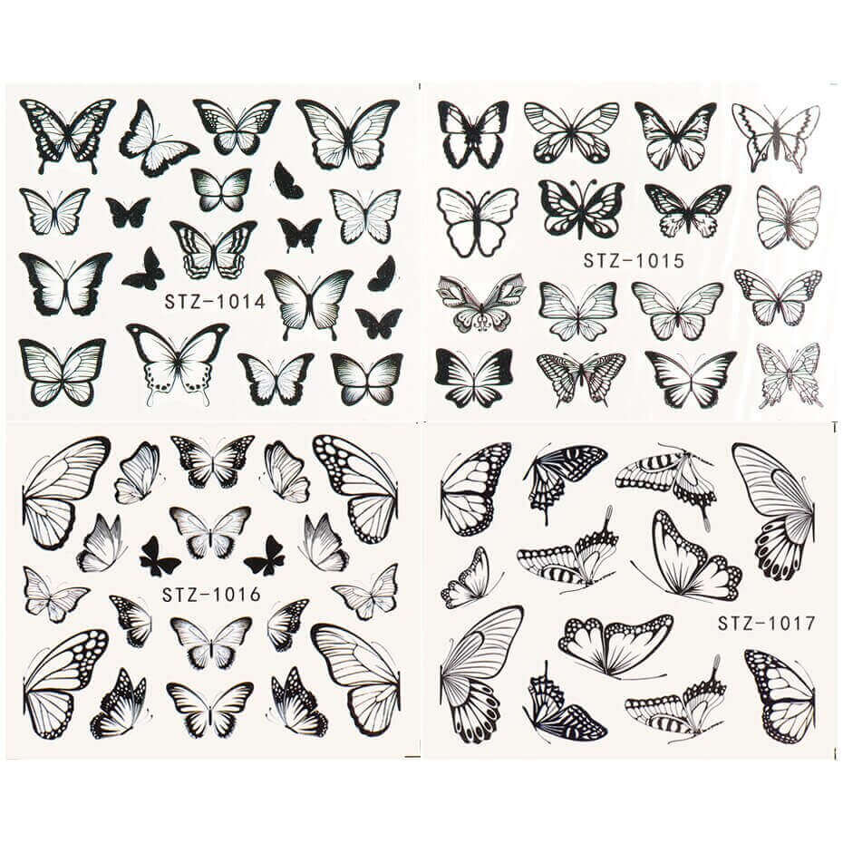 Nagelsticker Schmetterling Motiv: Schwarz-Weiss