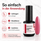 NAILINO Liquid Builder Gel – Anwendungsschritte mit Nageltip im Farbton der Referenzmuster