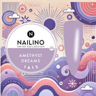 NAILINO Farbgel Amethyst Dreams deep purple nail gel bottle with artistic background