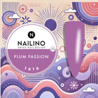 NAILINO Farbgel Plum Passion intensives Pflaumenlila Gel für auffällige Nägel mittlere Viskosität und Honigeffekt in bunter Verpackung