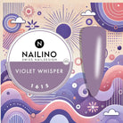 NAILINO Farbgel Violet Whisper in sanftem Violett mit künstlerischem Hintergrund für stilvolle Nägel.