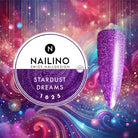 NAILINO Glitzer Farbgel Stardust Dreams in funkelndem Lila für kreative Gelnägel, 100% vegan, langlebiger Glanz