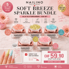 NAILINO Glitzer Gel Bundle - Soft Breeze Sparkle Set (5 Farben) mit 5 funkelnden Glittergelen im Angebot.