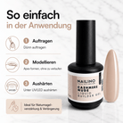 NAILINO Liquid Builder Gel – Cashmere Nude Flasche mit Anwendungshinweisen für Gelnägel.