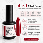 NAILINO Liquid Builder Gel – Cherry Red in einer eleganten Produktansicht, 4-in-1 für starke, klassische Nägel.