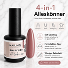NAILINO Liquid Builder Gel – Dusty Rose in einem eleganten Fläschchen mit Anleitung für feminine, stilvolle Nägel.
