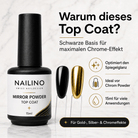 NAILINO Mirror Powder Top Coat - Schwarzes Top Coat für Chrom Powder und seinen Anwendungen