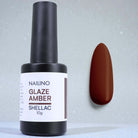 NAILINO Glaze Shellac - Amber in 10g Flasche mit passendem Testnagel in Bernsteinbraun