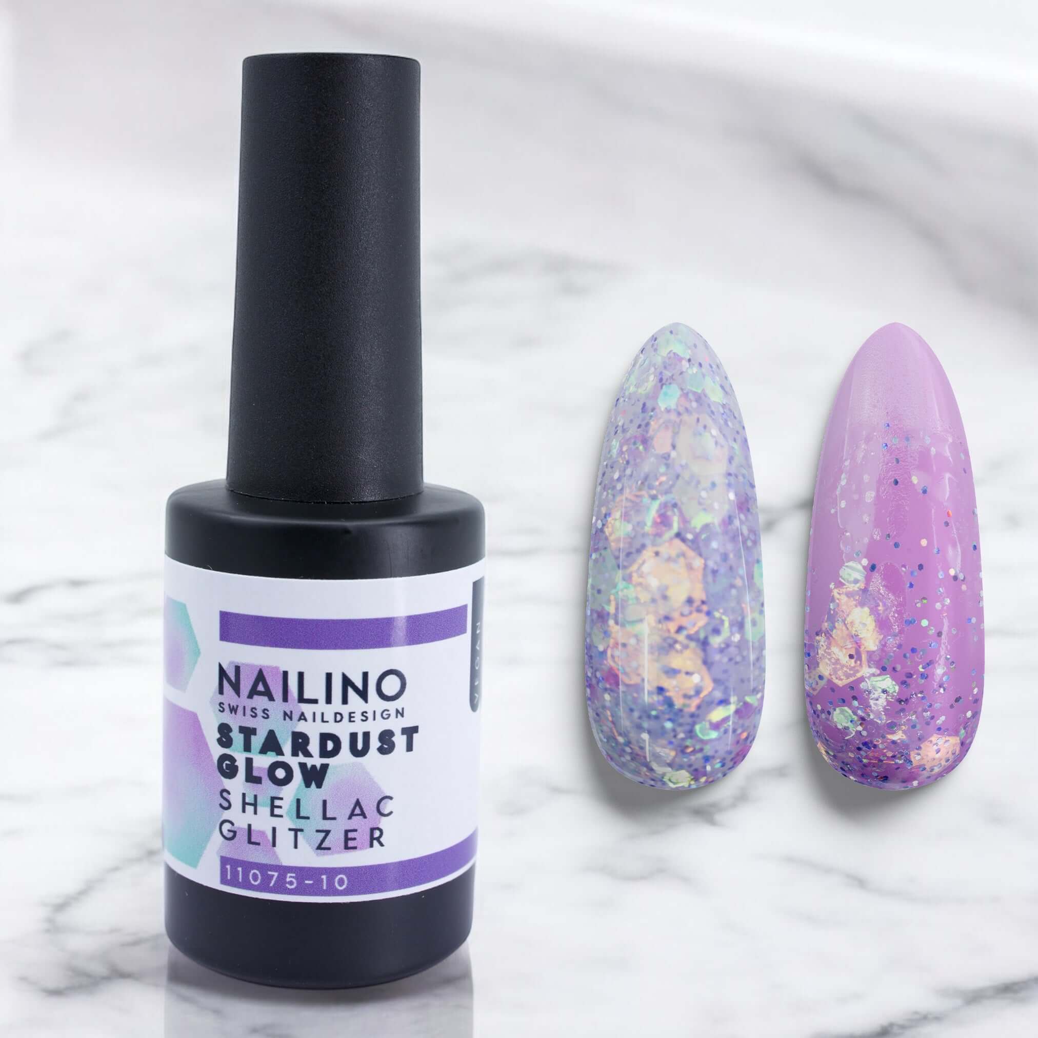 NAILINO Glitzer Shellac – Stardust Glow