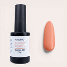 NAILINO Summer Full Collection (12 Farben - limitiert) mit Shellac Sunset Peach Farbprobe in sanftem Pfirsichton.