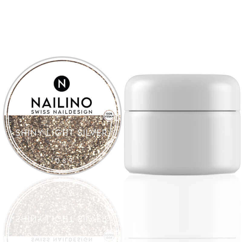 NAILINO Glitter Gel Shiny Light Silver -