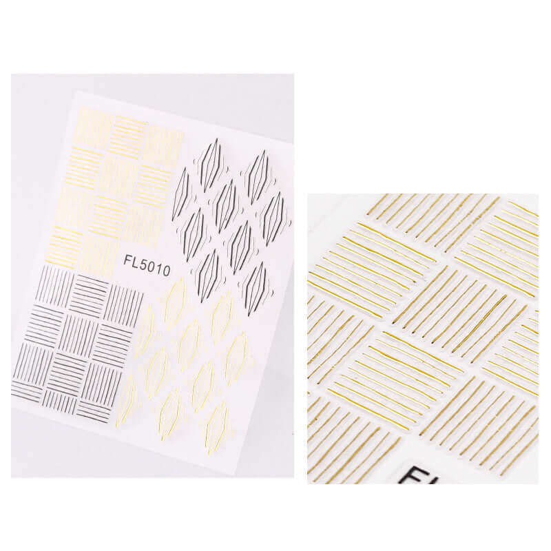 Nailart Sticker Gold Schwarz Streifen