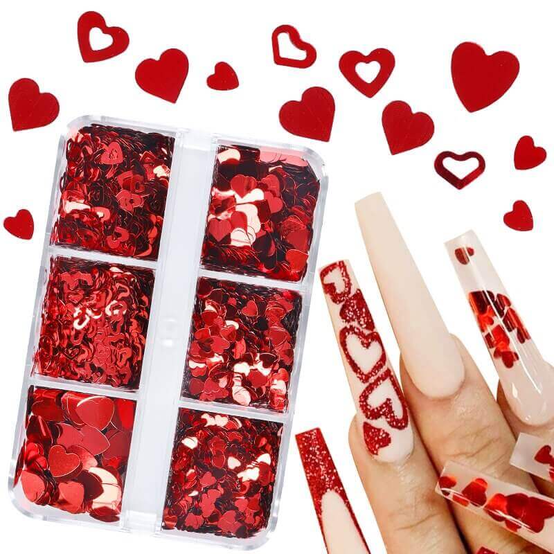 Herzen in rot für Valentinstags Nägel
