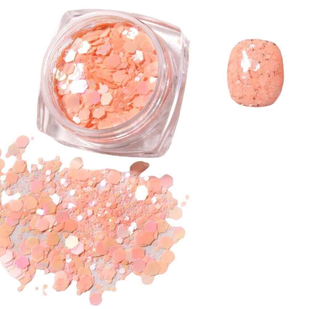Neon Glitzer Nailart Flakes Lachs