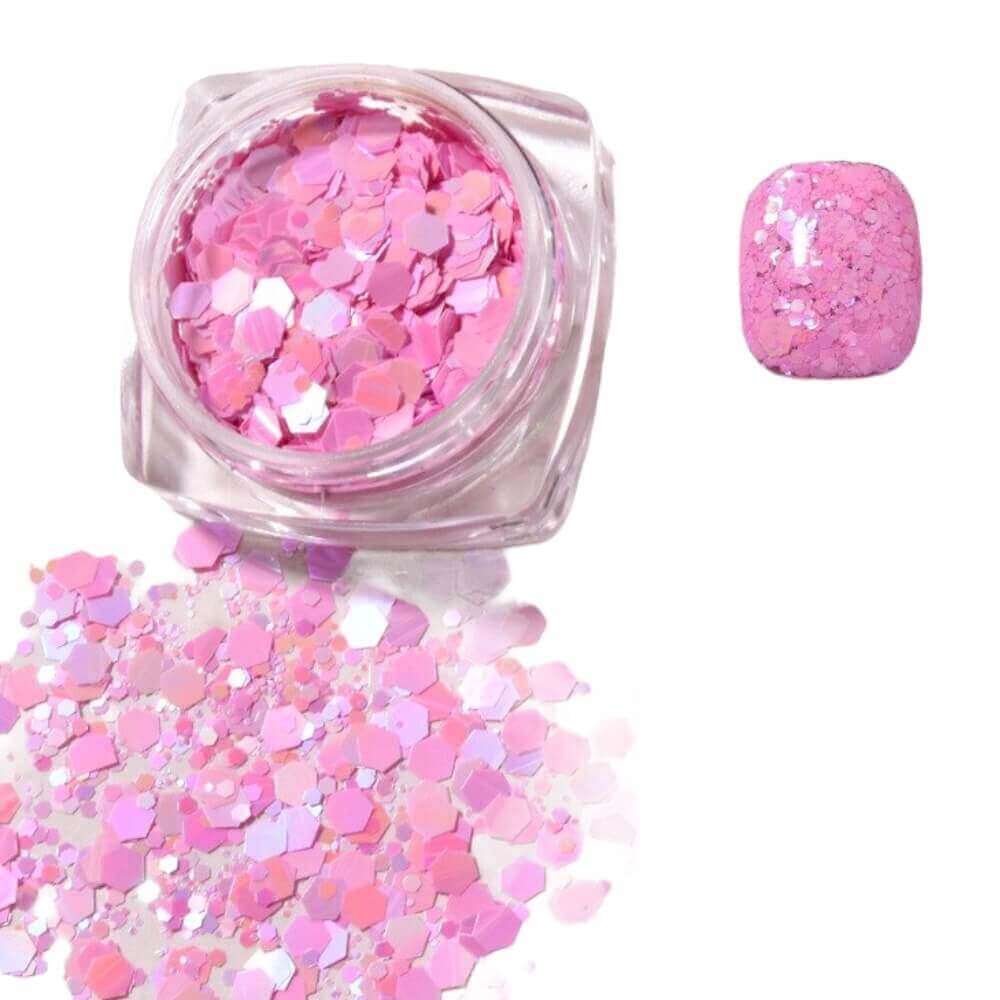 Neon Glitzer Nailart Flakes Pink