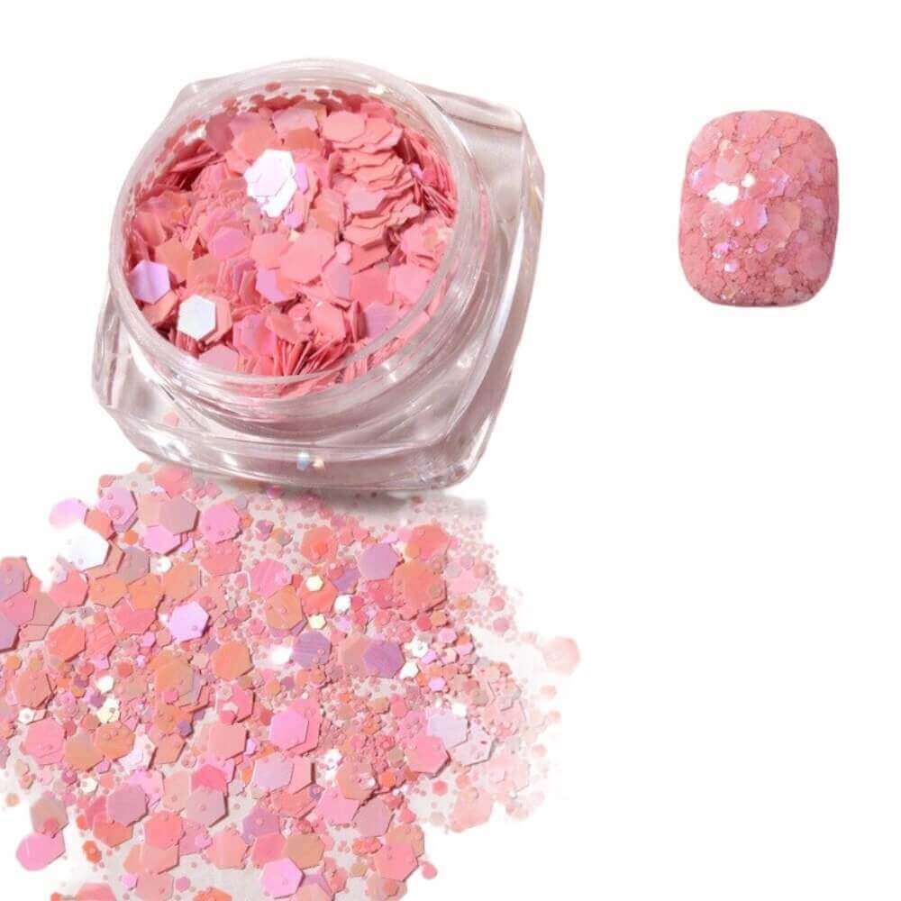 Neon Glitzer Nailart Flakes Rose